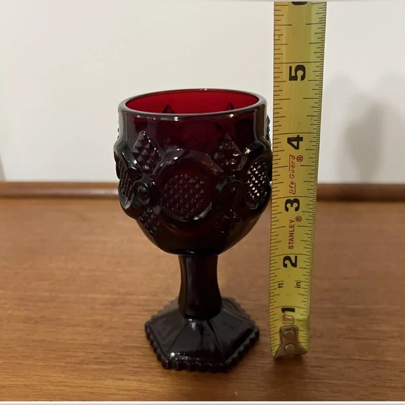 Vintage Avon Cape Cod 1876 Ruby Red Glass 1 Small Cordial Wine Goblet Textured - Picture 6 of 10